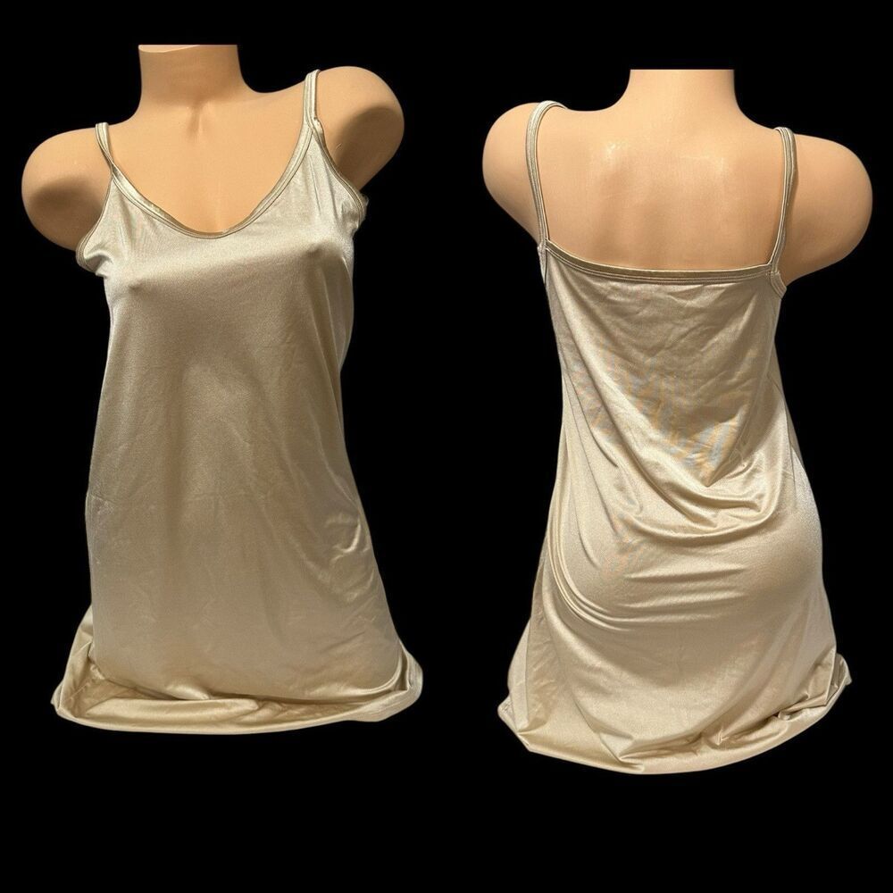 VANITY FAIR‎ WOMEN'S BEIGE NIGHTGOWN STYLE 10-158 Sz 18 34/40 VGC Slip Satin